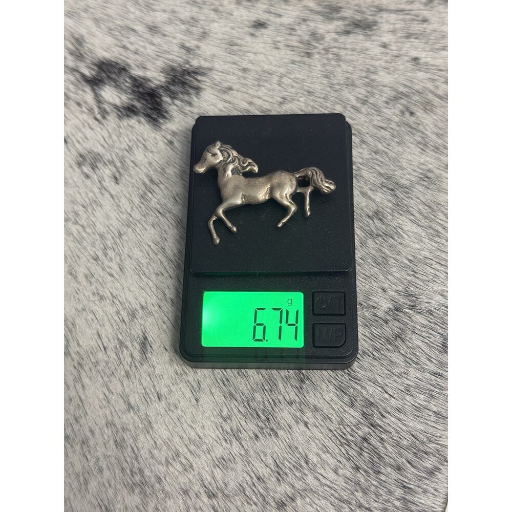 Vtg Native Sterling Silver Running Horse Mustang Unicorn Equestrian Pin Brooch - Picture 11 of 11